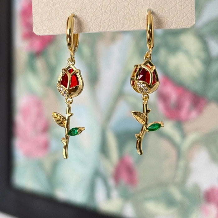 🌹 Aretes Clavel Rojo Imperial ✨
