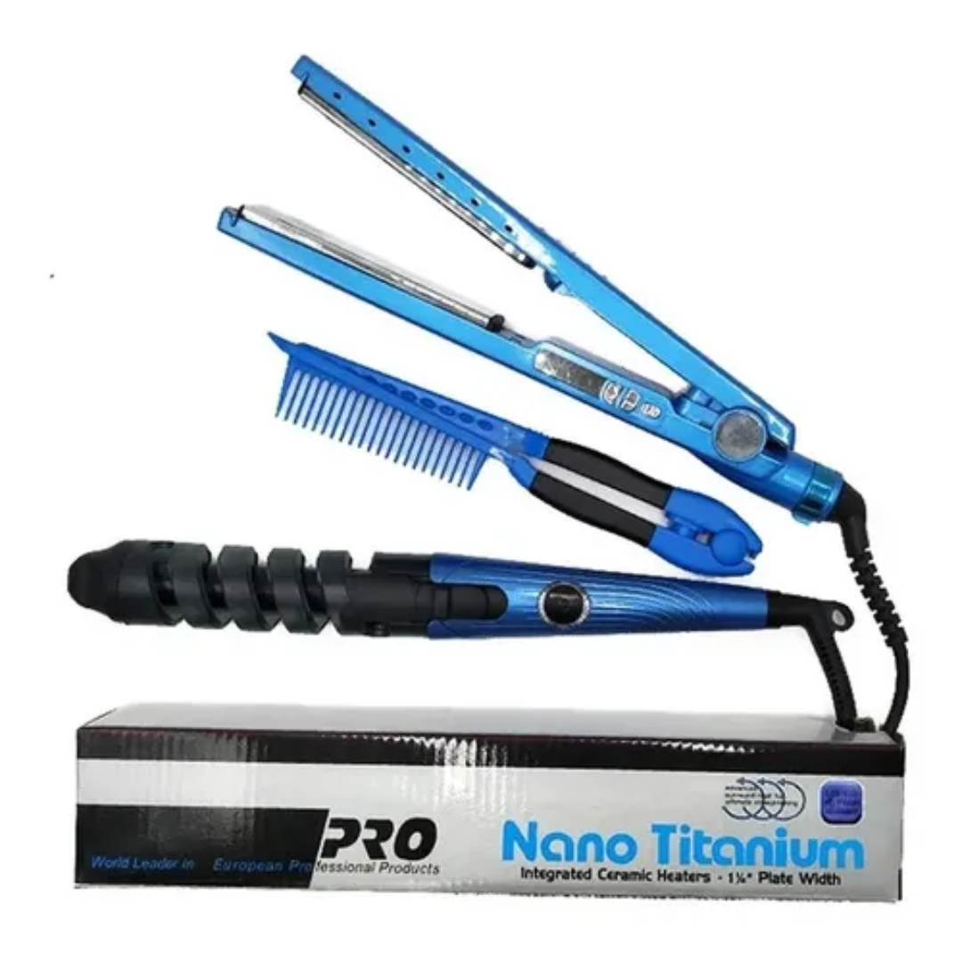 Combo Plancha Digital, Risador Y Peine Profesional
