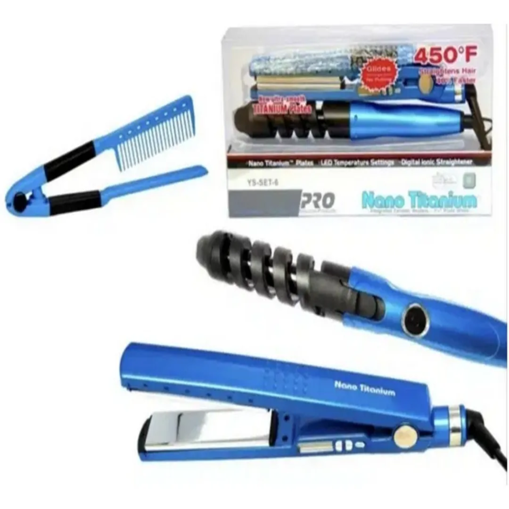 Combo Plancha Digital, Risador Y Peine Profesional