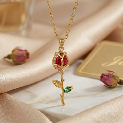 🌹 Collar Clavel Rojo Oro ✨
