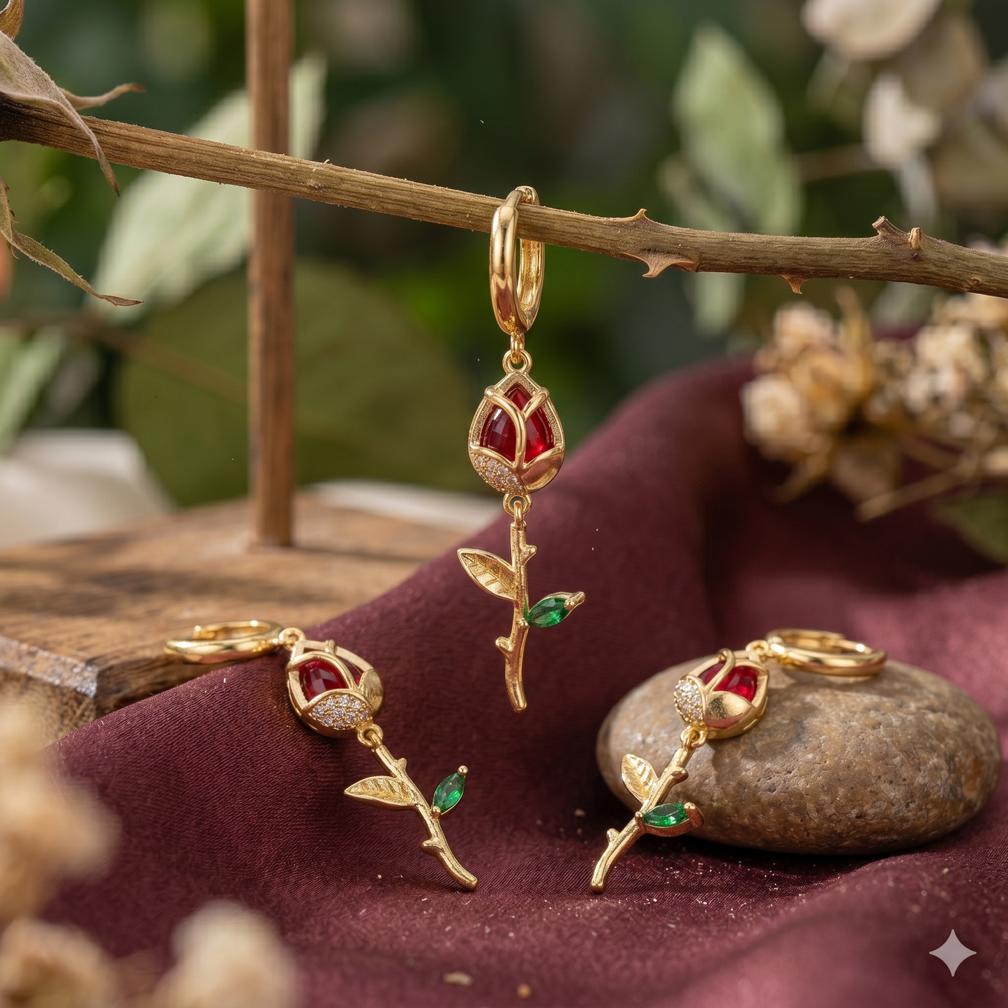 🌹 Aretes Clavel Rojo Imperial ✨